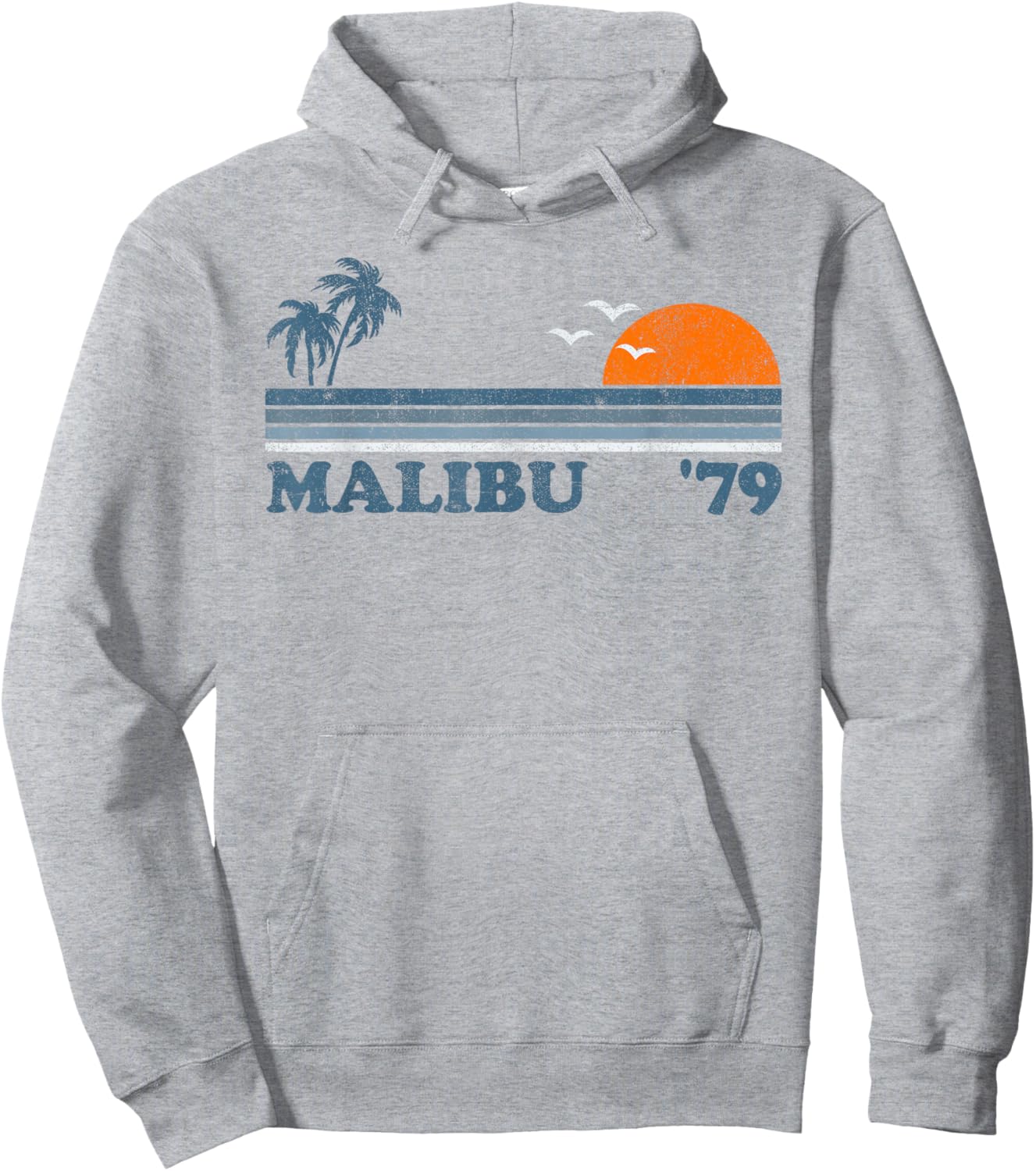 Vintage Malibu California Beach Retro Sun Surfing 70's Gift Hoodie - Hoodie | Ash
