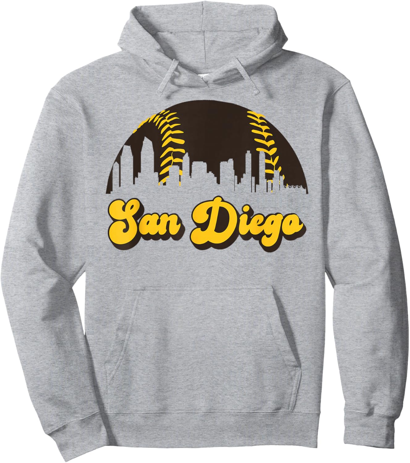 San Diego Baseball Vintage Skyline Cool Retro SD Jersey Hoodie - Hoodie | Ash
