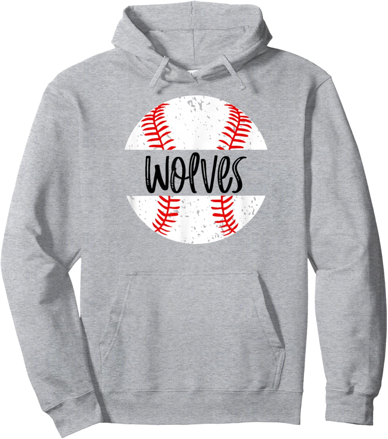 Wolves Baseball Team Mascot School Spirit Game Day Hoodie - Hoodie | Ash