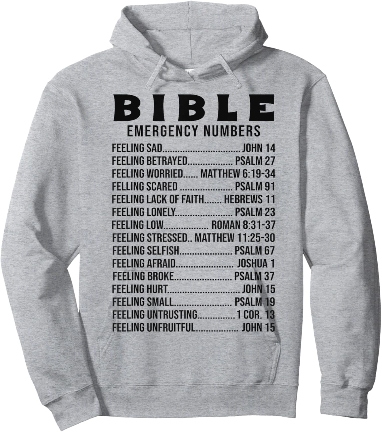 Bible Emergency Numbers Scripture Quotes Men Women Hoodie - Hoodie | Ash