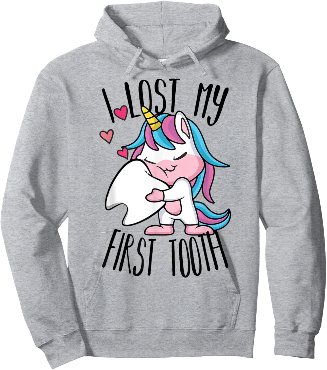 Funny Tooth Fairy - Cute Unicorn I Lost My First Tooth Hoodie - Hoodie | Ash