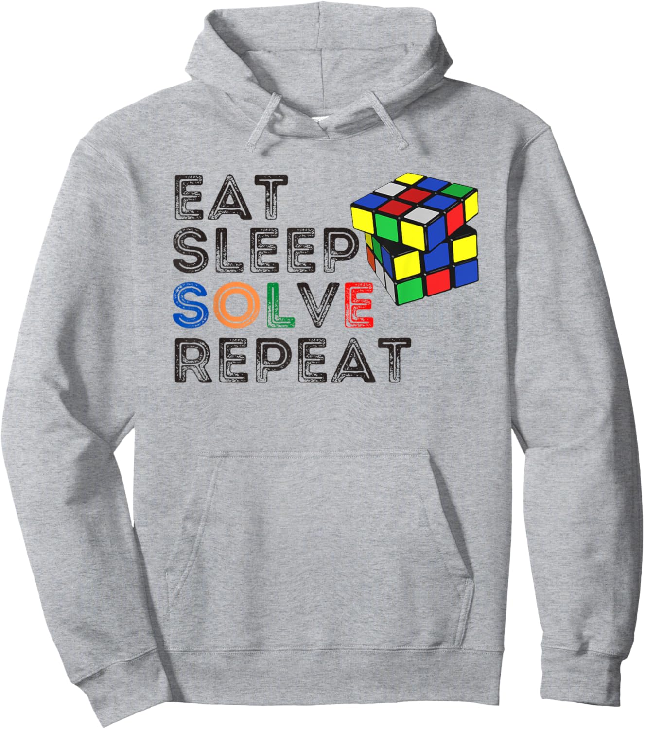 Eat Sleep Solve Repeat Retro Speedcubing Cubing Puzzle Cube Hoodie - Hoodie | Ash