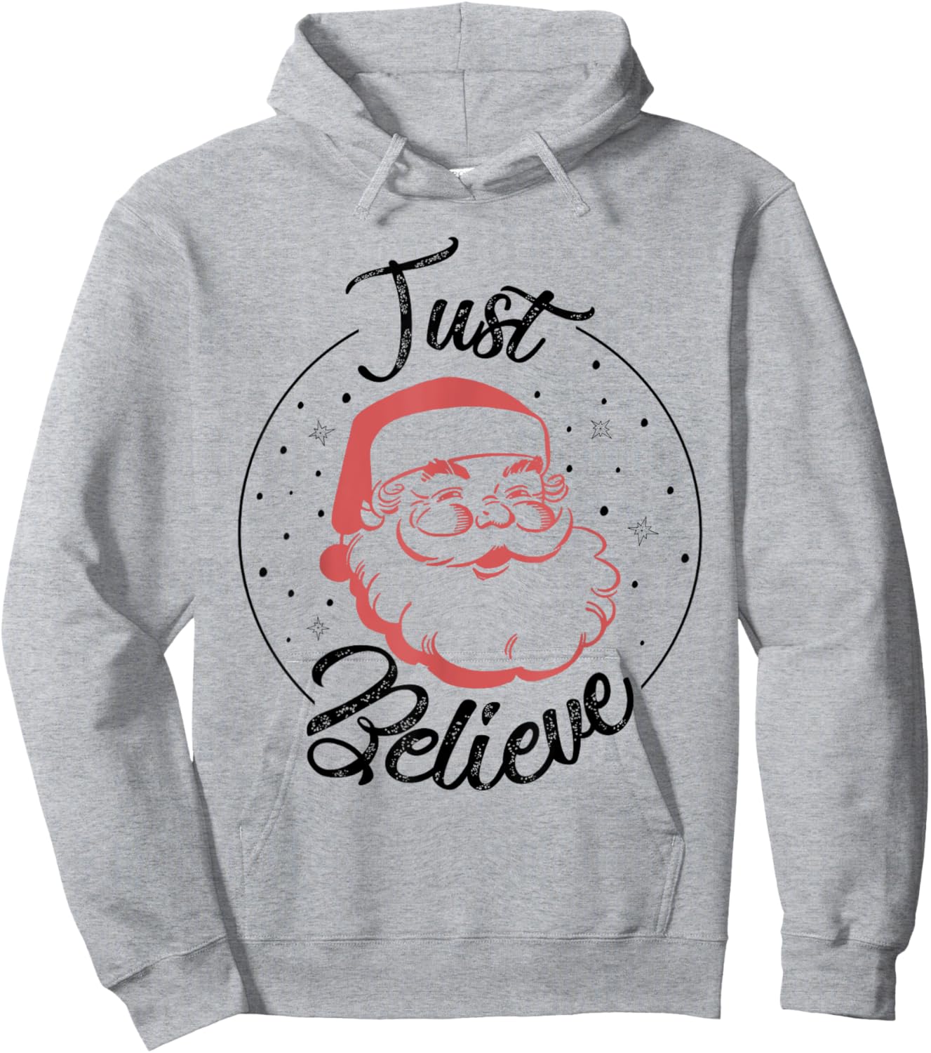 Just Believe Vintage Santa Hoodie - Hoodie | Ash