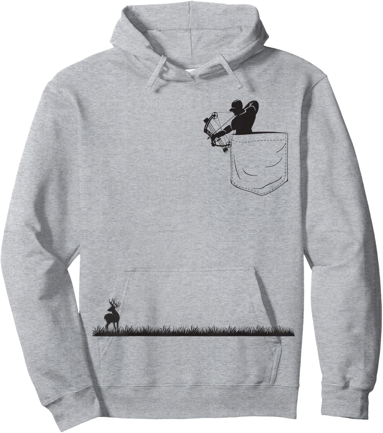 Bowhunt Shirt | Archer Deer Hunter Pocket Bowhunt Hoodie - Hoodie | Ash