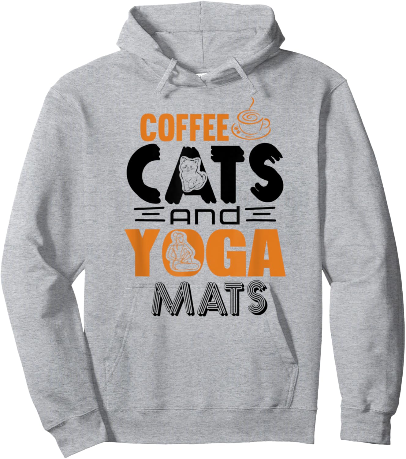 Coffee Cats and Yoga Mats Funny Hoodie - Hoodie | Ash