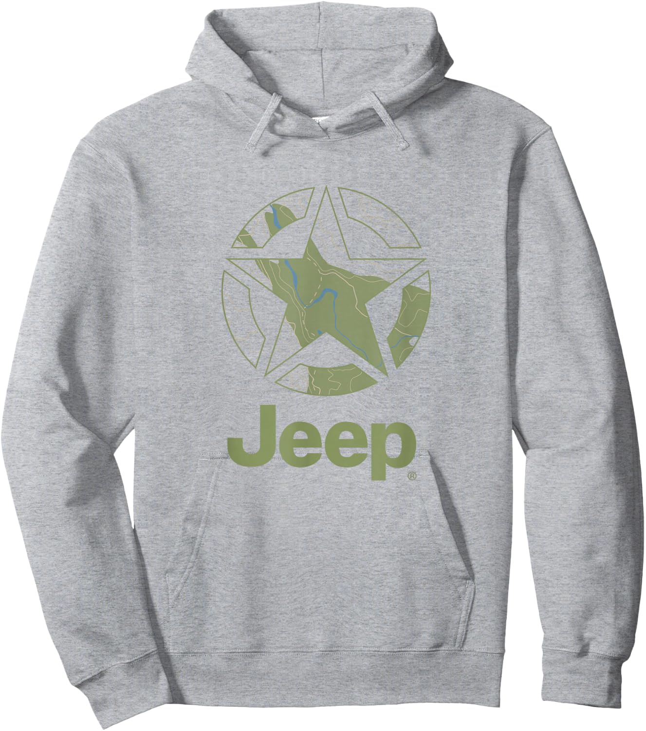Jeep Army Star Map Hoodie - Hoodie | Ash