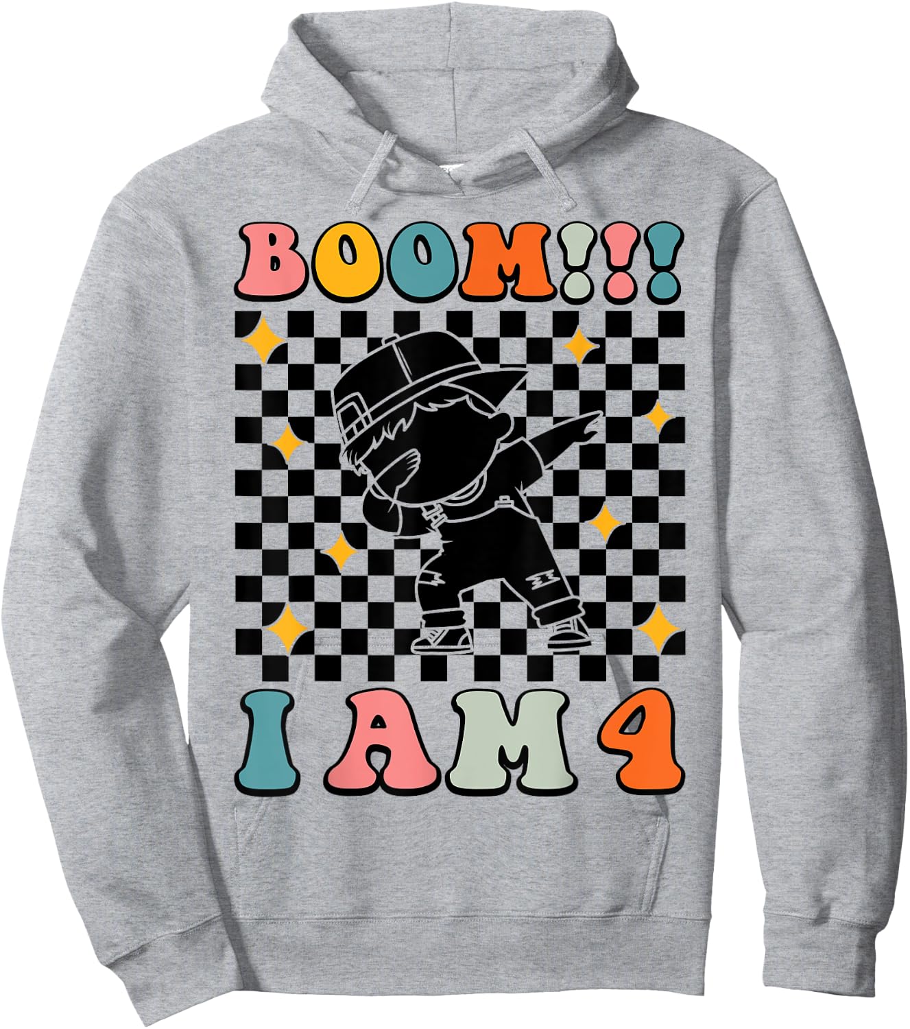 Dabbing Birthday Funny 4th Birthday 4 Years Old Boys Kids Hoodie - Hoodie | Ash