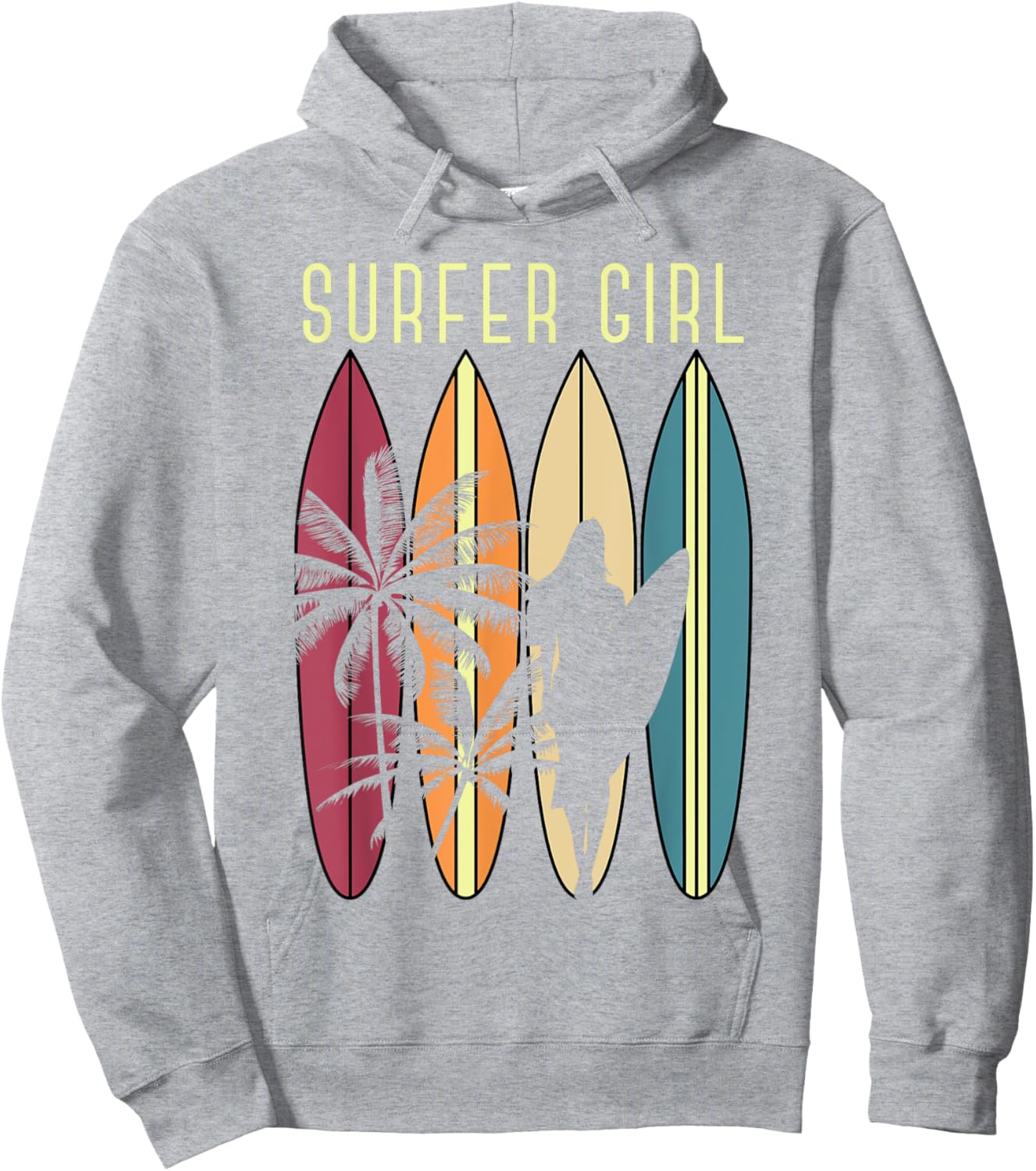 Surfer Girl Surfboard Surfing Women Girls Surf Ocean Surfing Hoodie - Hoodie | Ash