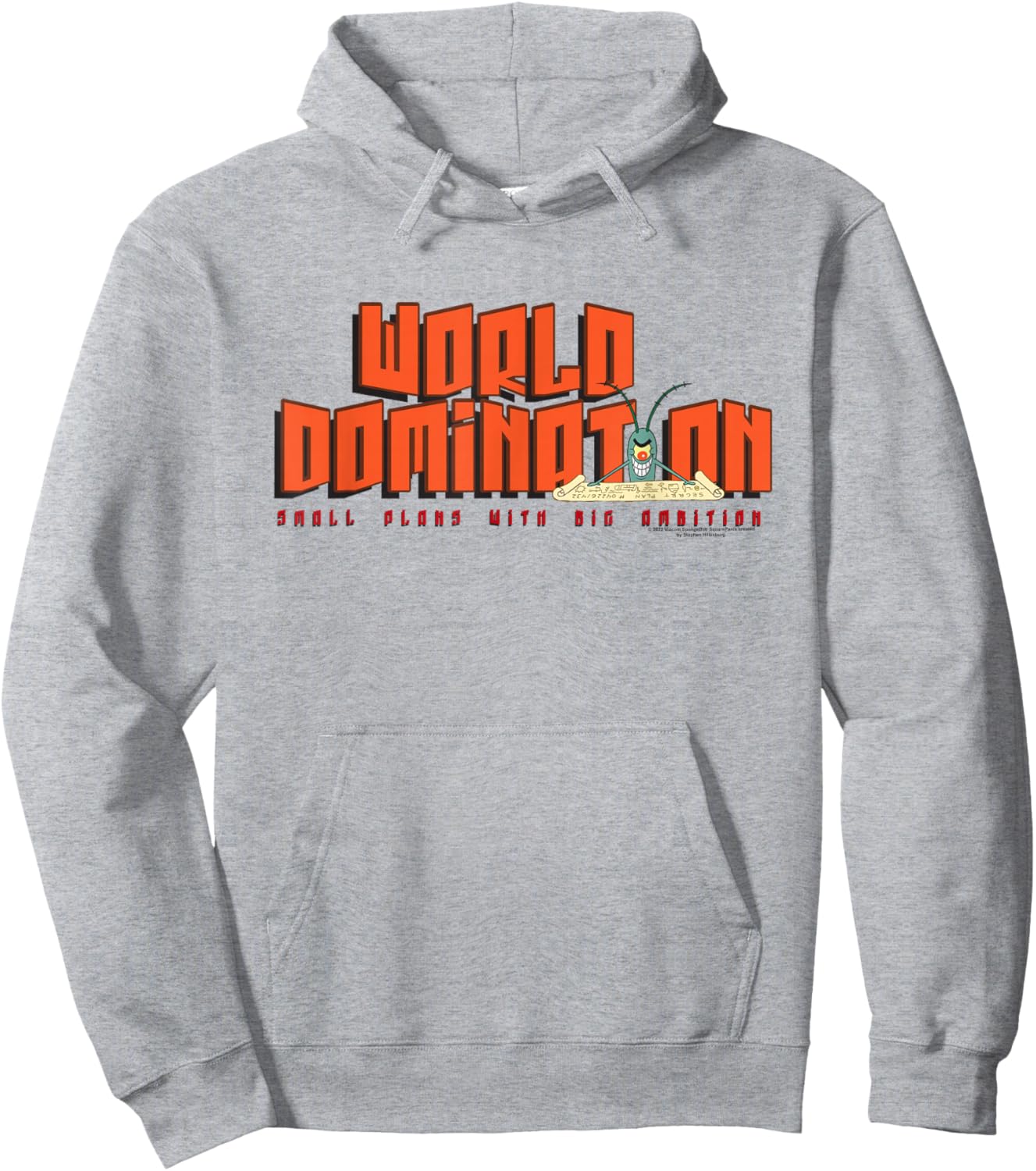 SpongeBob SquarePants Plankton's Small Plans Hoodie - Hoodie | Ash