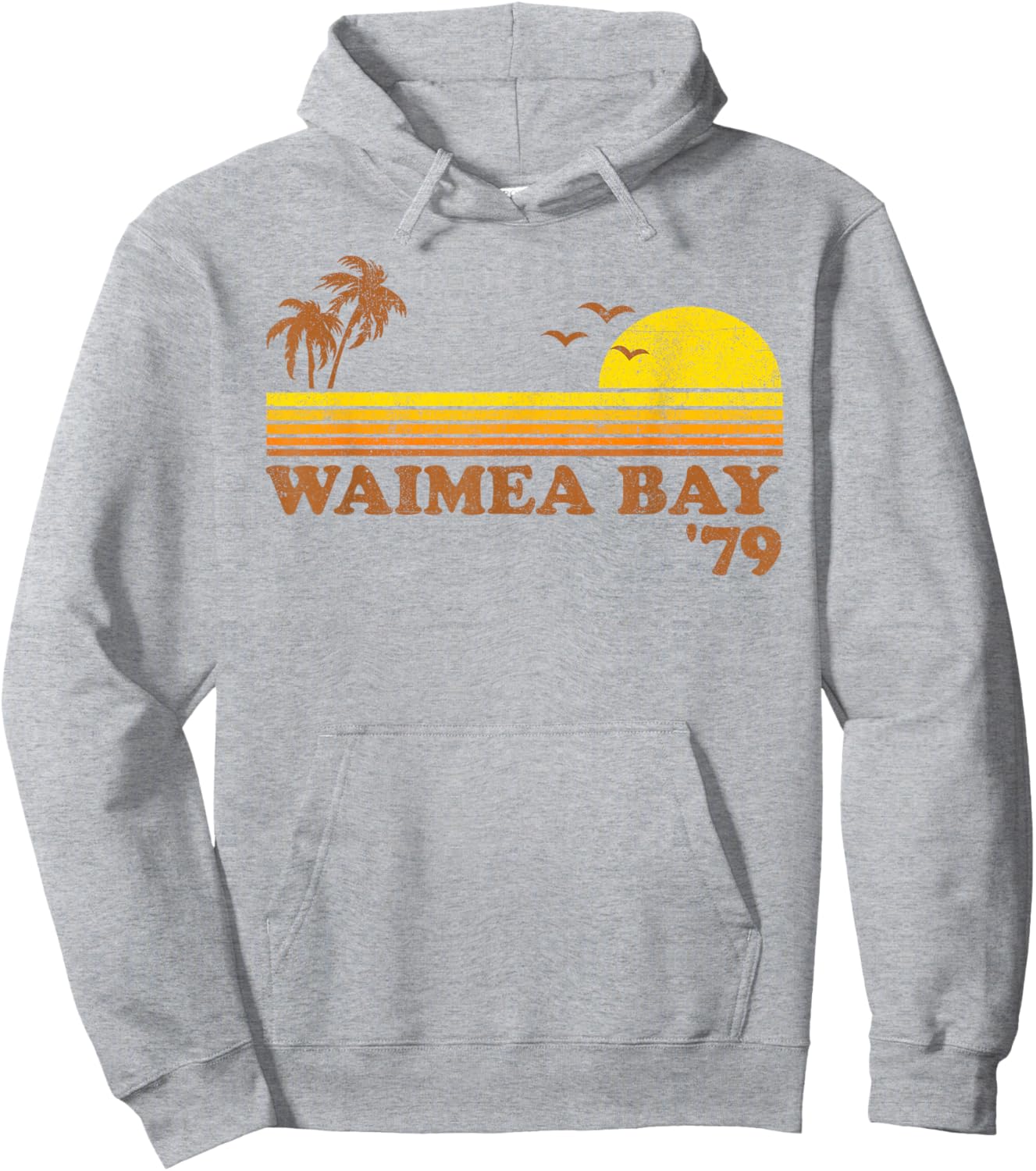 Vintage Waimea Bay Oahu Hawaii Beach Retro Sunset 70's Gift Hoodie - Hoodie | Ash