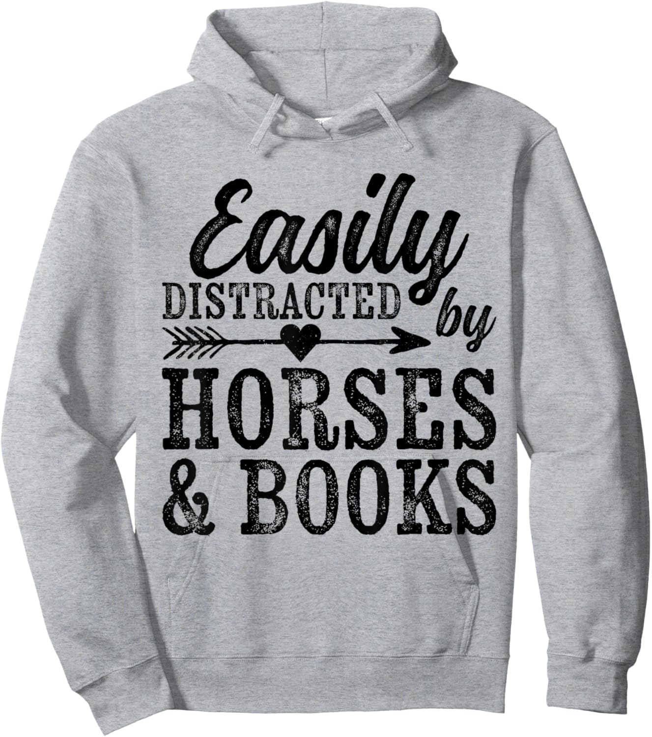 Easily Distracted By Horses And Books Funny Horse Lover Hoodie - Hoodie | Ash