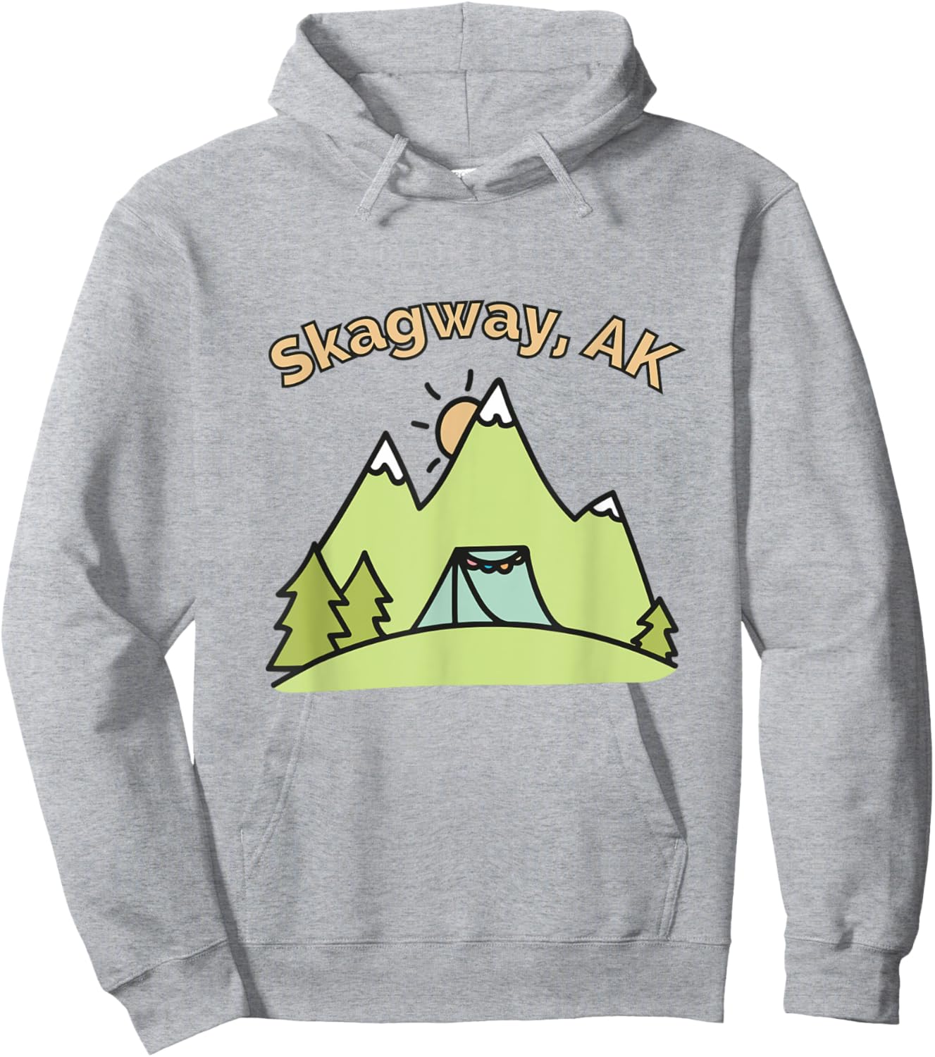 Skagway AK Mountains Hiking Climbing Camping and Outdoors Hoodie - Hoodie | Ash