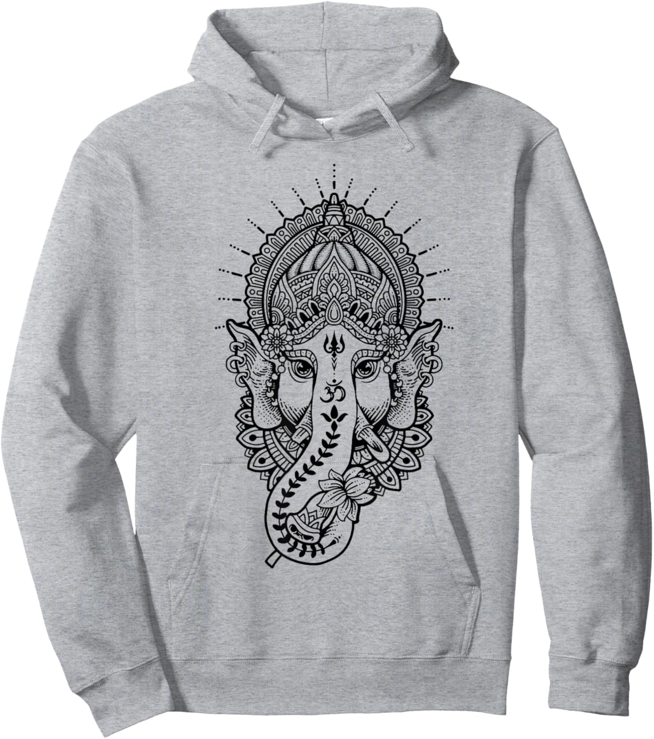 Ganesh Symbol Yoga Hindu Men Women Meditation Hoodie - Hoodie | Ash