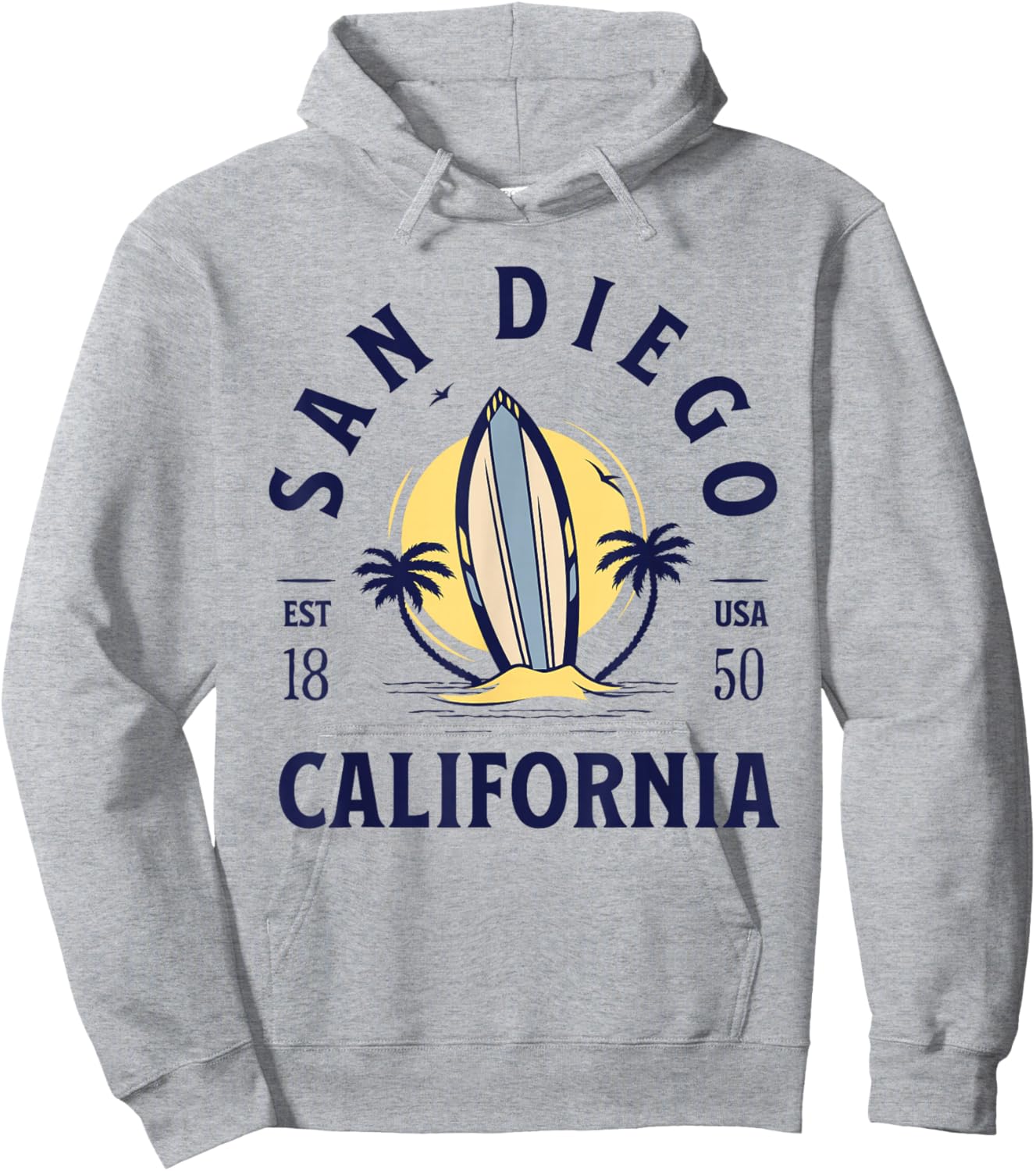 San Diego California Beach Surf Summer Vacation Vintage Hoodie - Hoodie | Ash