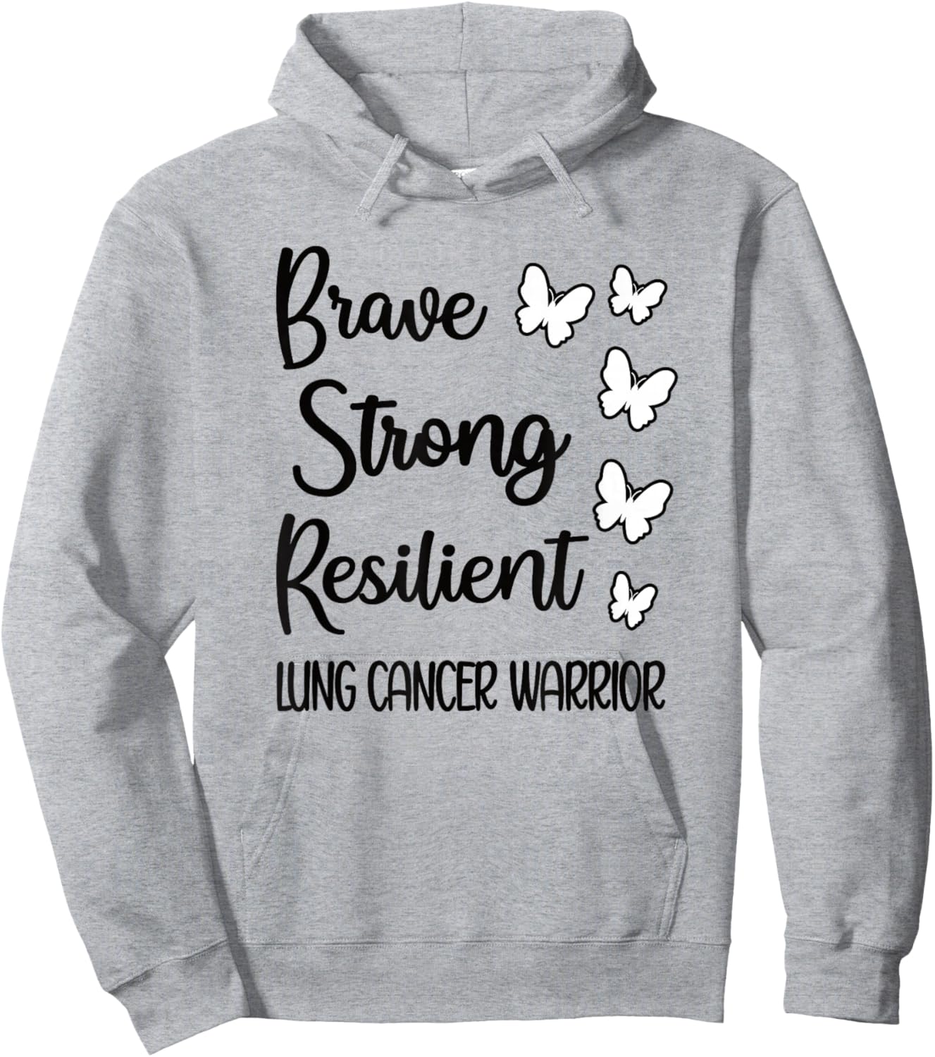 Lung Cancer Warrior White Ribbon Lung Cancer Fighter Hoodie - Hoodie | Ash