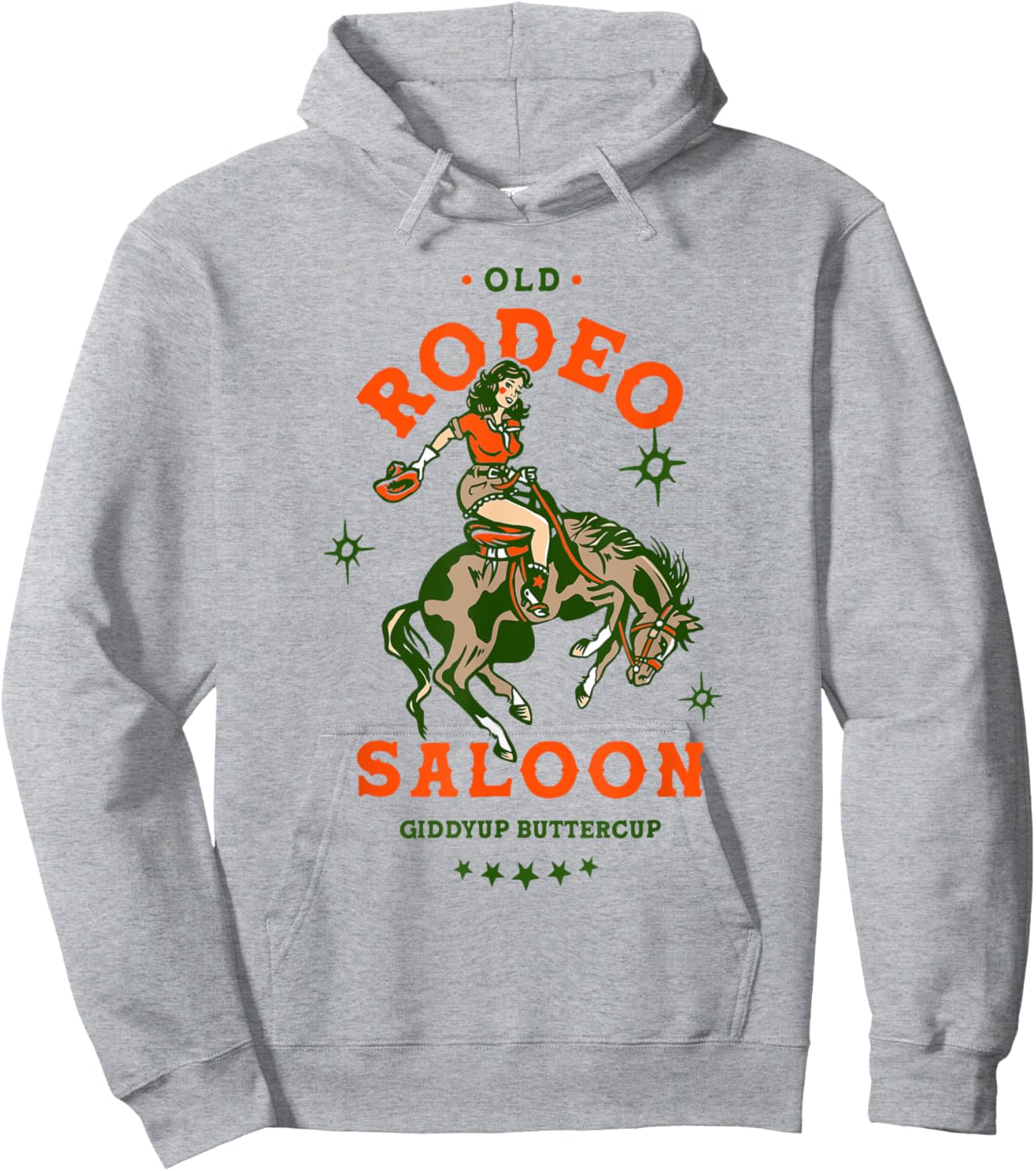 Old Rodeo Saloon: Giddyup Buttercup. Retro Cowgirl & Horse Hoodie - Hoodie | Ash