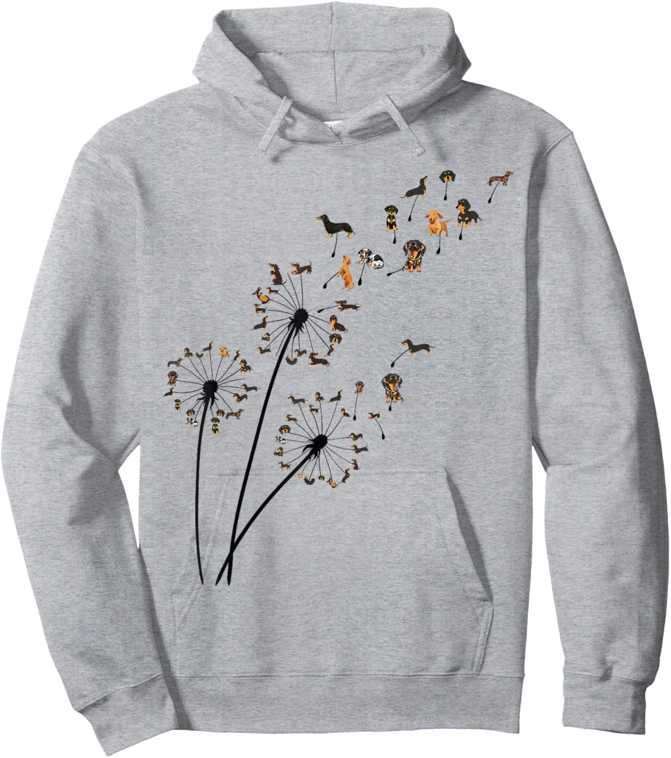 Dachshund Dandelion Flower Fly Funny Cute Dog Lover women Hoodie - Hoodie | Ash