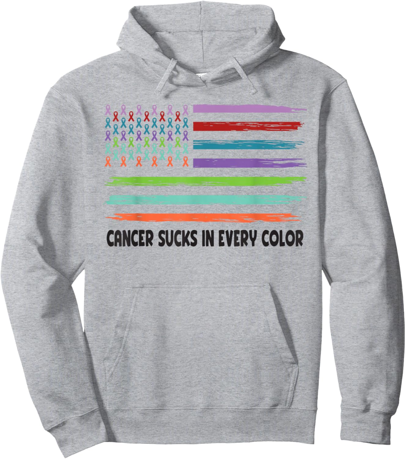Cancer Sucks In Every Color Fighter | Funk Cancer Hoodie - Hoodie | Ash