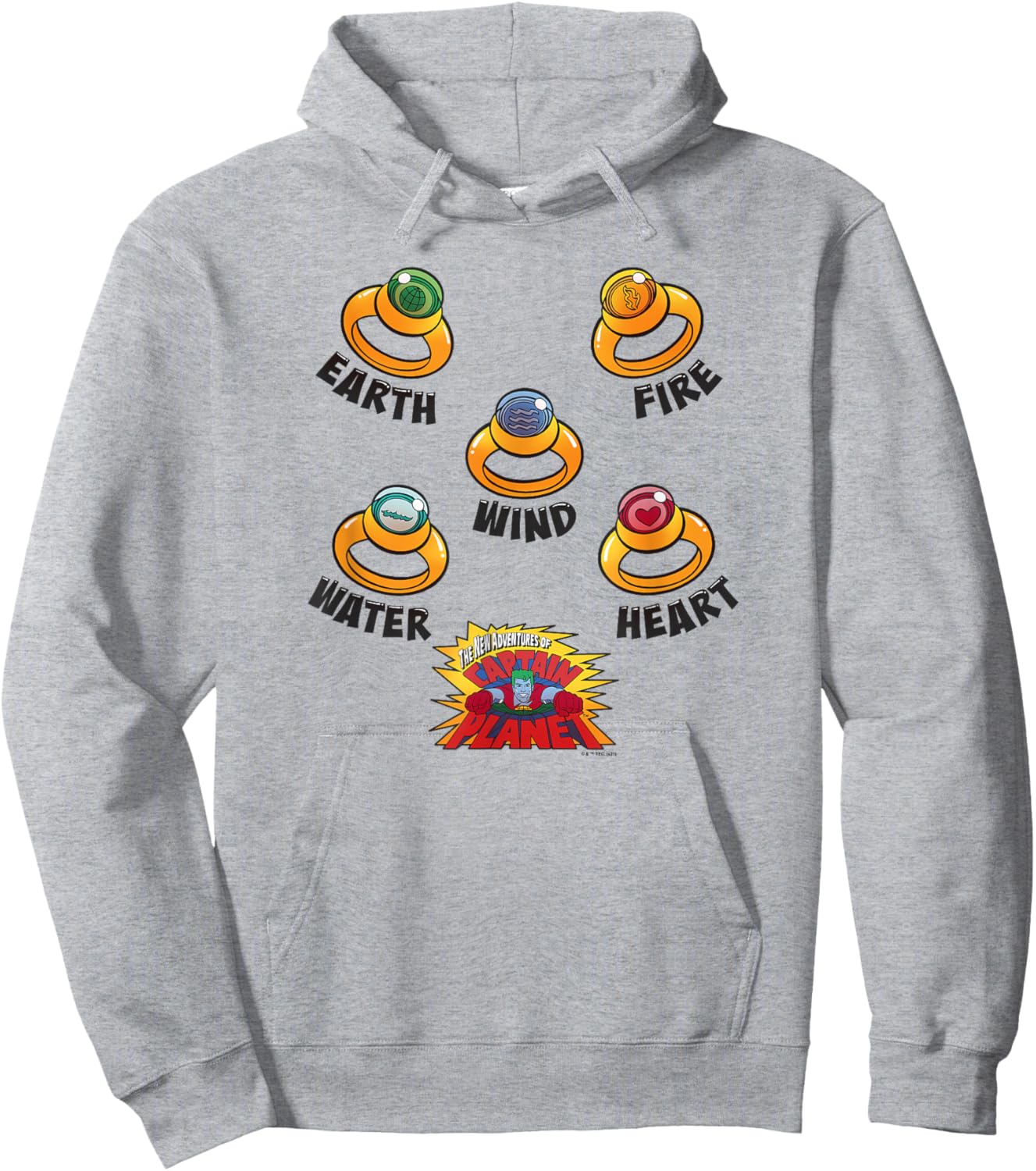 Captain Planet Element Rings Logo Hoodie - Hoodie | Ash