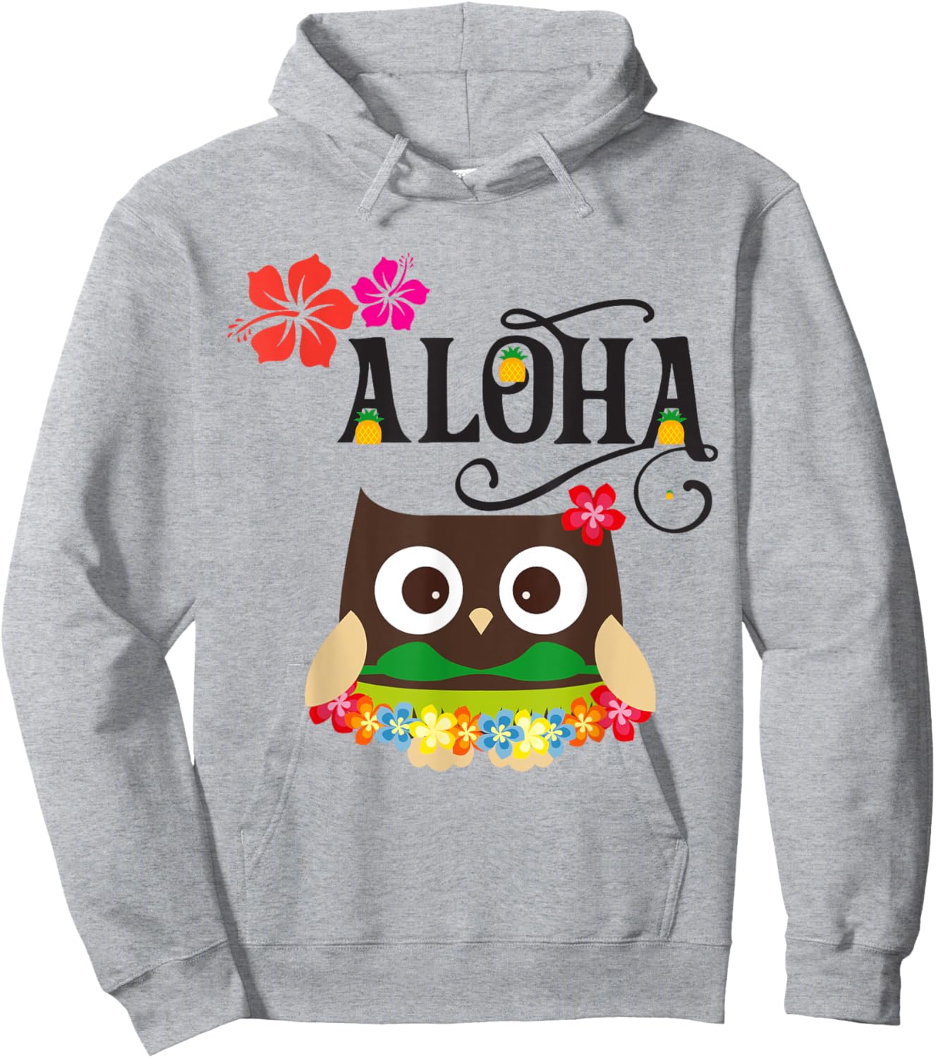 Cute Tropical Hawaiian Owl Luau Gifts Hoodie - Hoodie | Ash