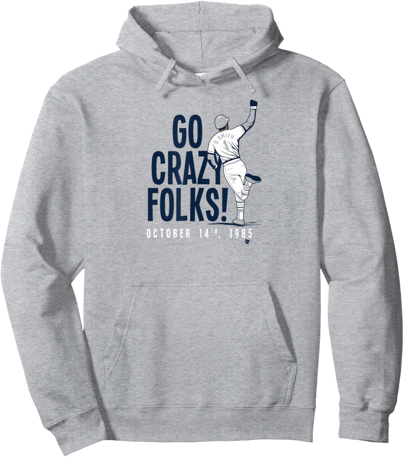 Ozzie Smith - Go Crazy Folks - St. Louis Baseball Hoodie - Hoodie | Ash