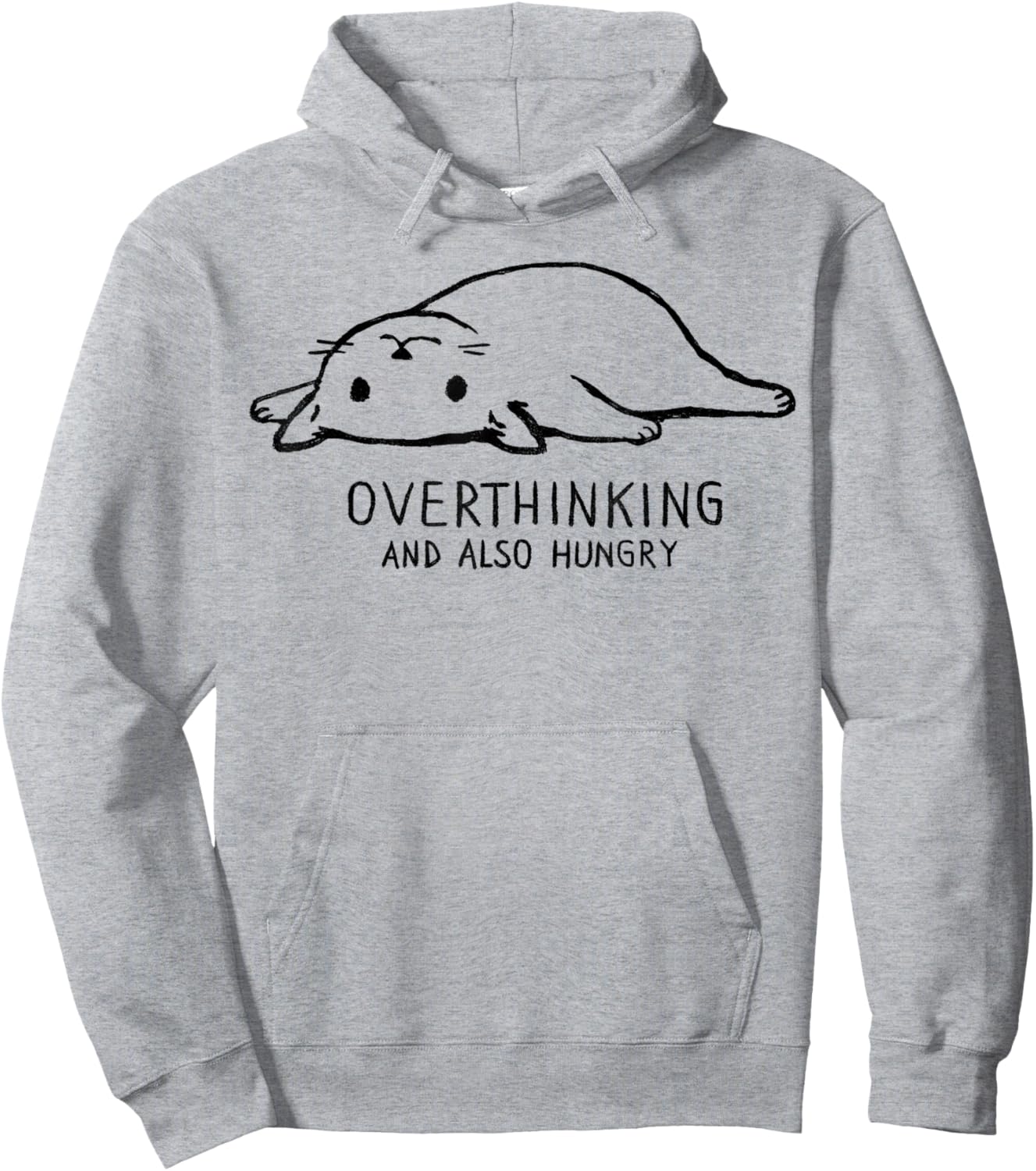 Overthinking and Also Hungry | Funny Cat Cute Lazy Kitty Hoodie - Hoodie | Ash