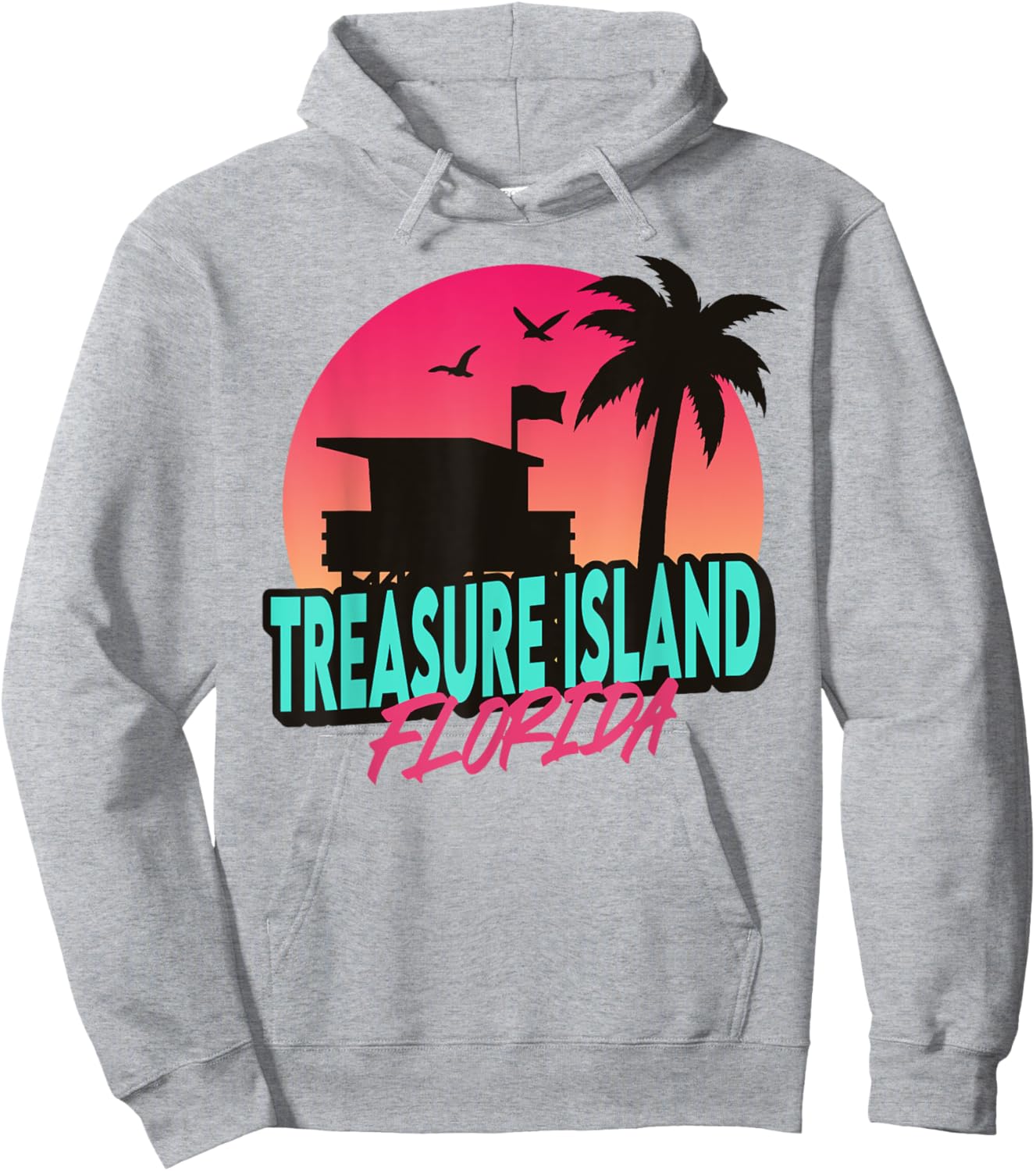 Vintage Treasure Island Beach Florida Palm Trees FL Retro Men Women Girls Kids Hoodie - Hoodie | Ash