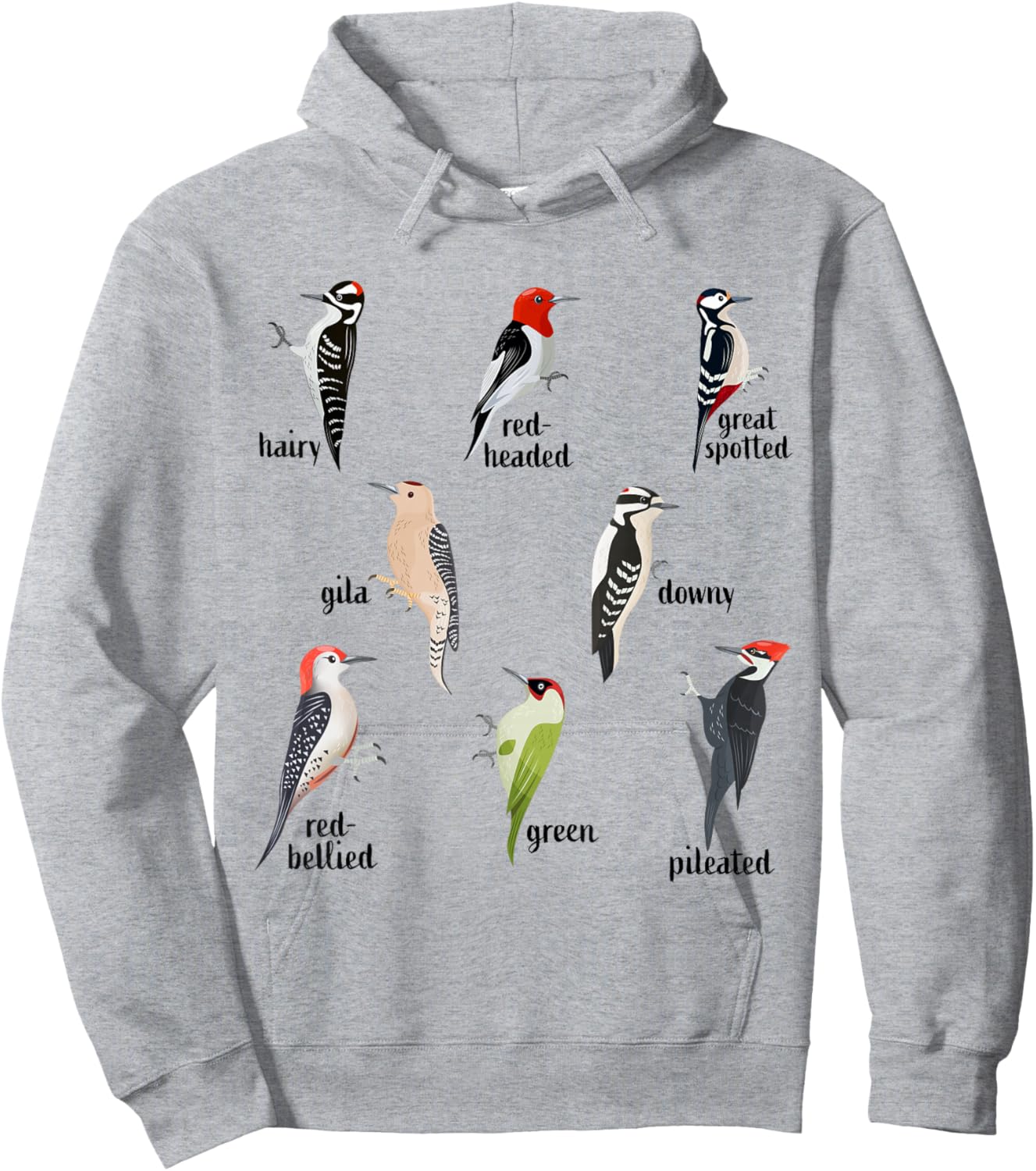 Types of Woodpecker Bird watching Wildlife Hoodie - Hoodie | Ash