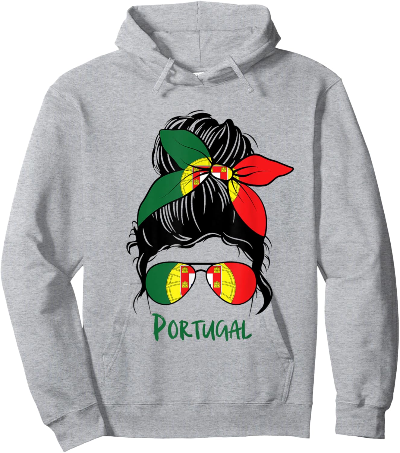 Portuguese Girl Bandana Flag Colors Proud Portugal Woman Hoodie - Hoodie | Ash