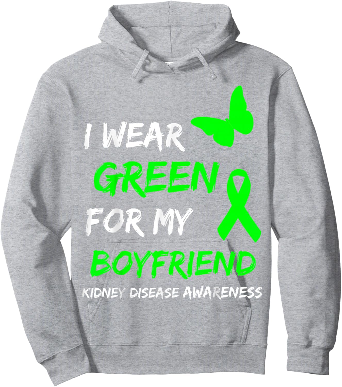 Kidney Disease I Wear Green for My Boyfriend Ribbon Hoodie - Hoodie | Ash