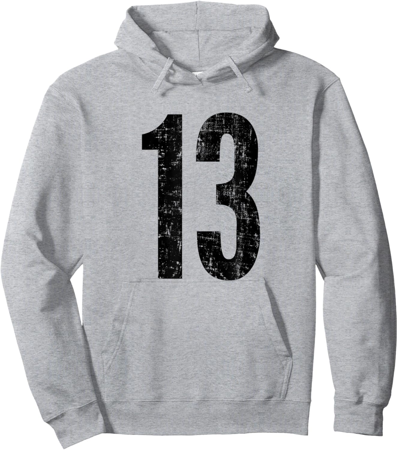 Number 13 Distressed Vintage Thirteen Sport Training Team Hoodie - Hoodie | Ash
