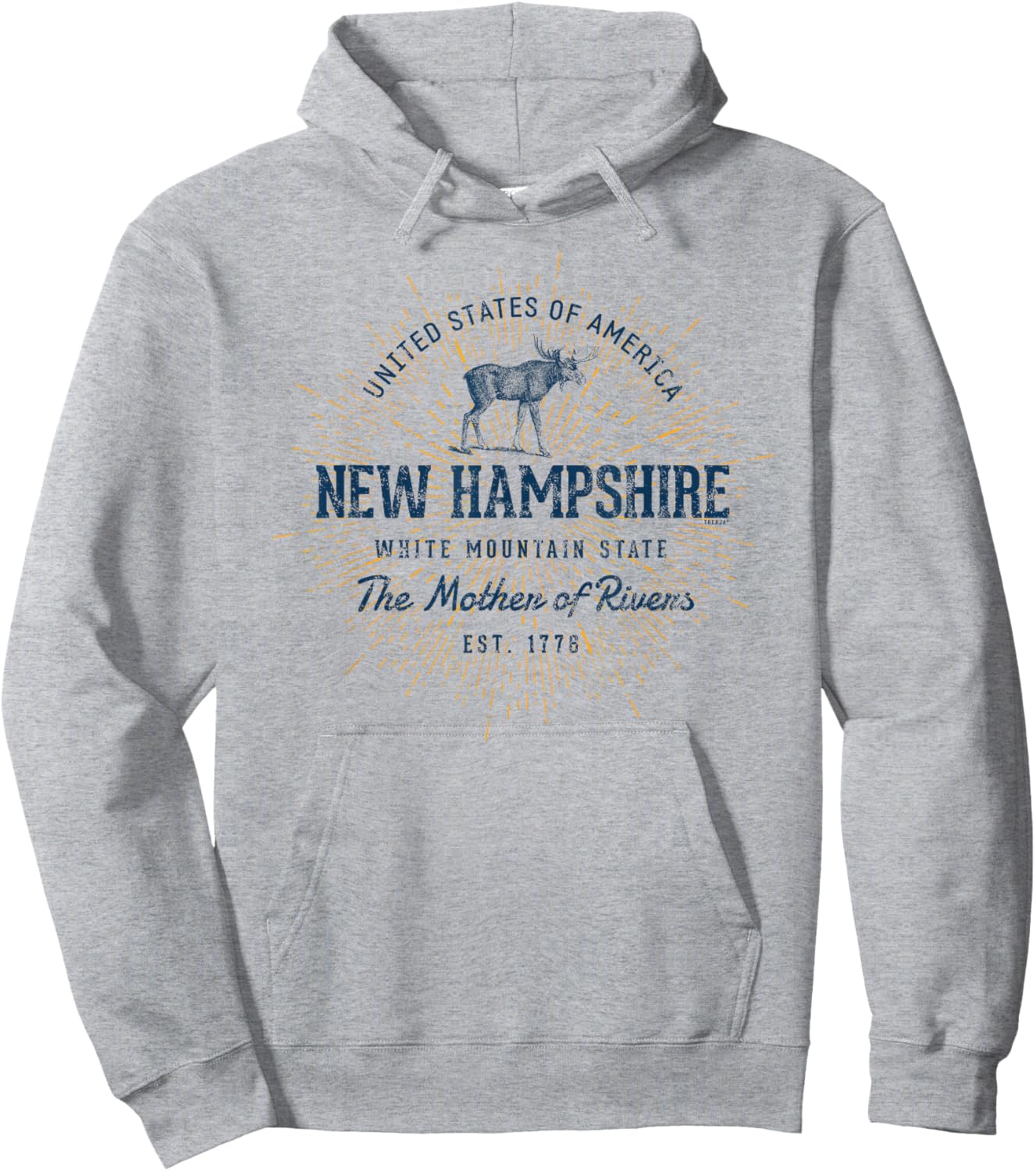 Retro Vintage State of New Hampshire Hoodie - Hoodie | Ash