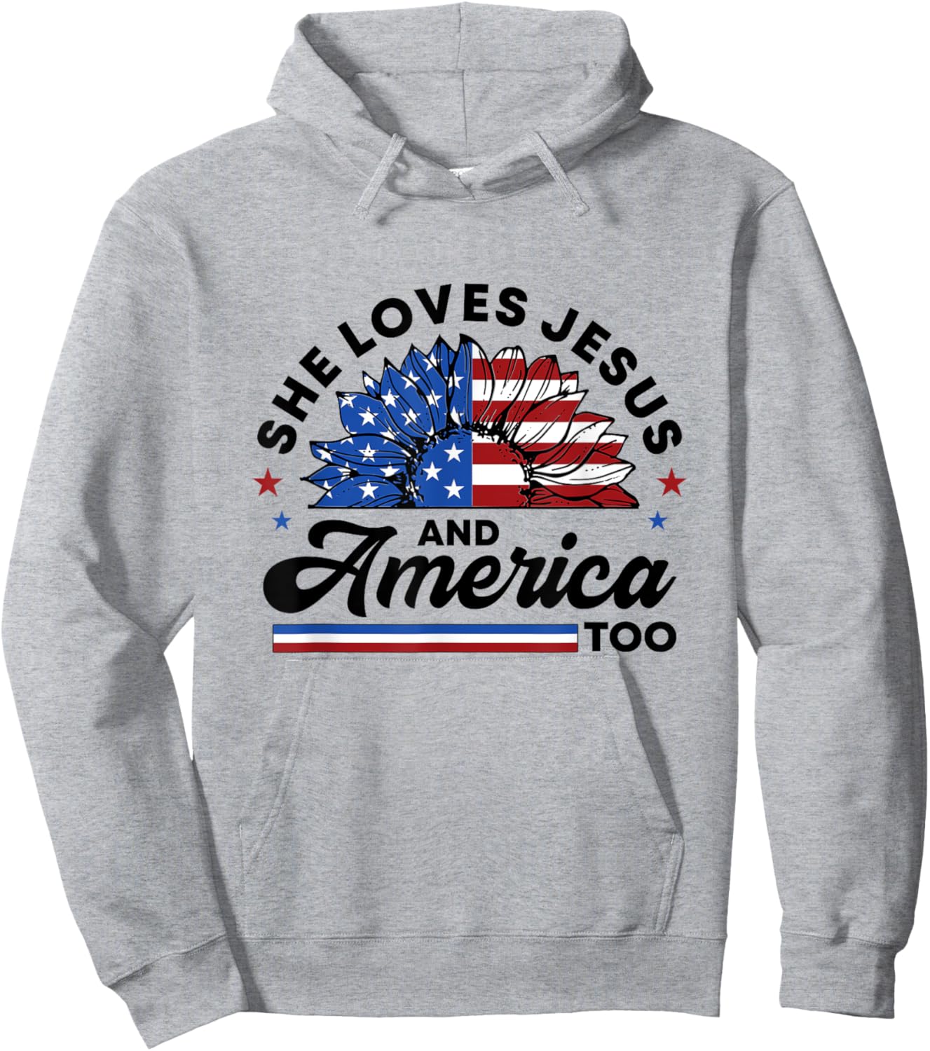 She Loves Jesus And America Too Christian Women US Sunflower Hoodie - Hoodie | Ash