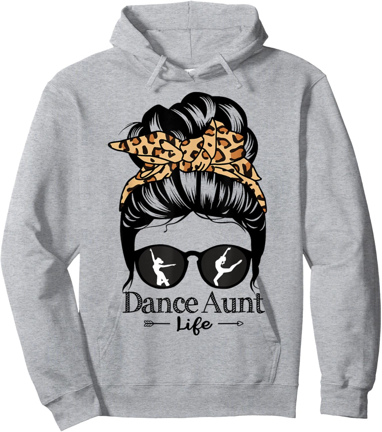 Dance Aunt Messy Bun Hair Funny Leopard Dancer Hoodie - Hoodie | Ash