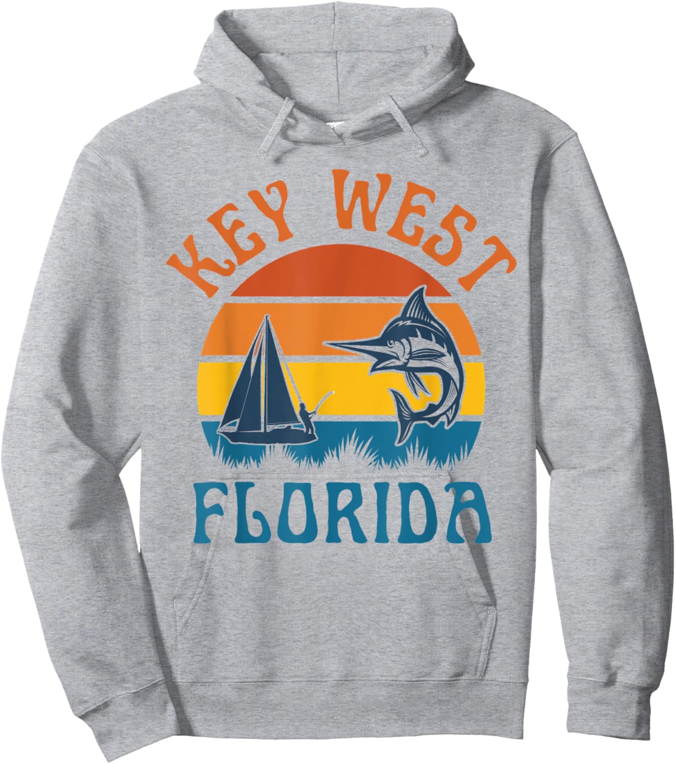 Key West Florida Fishing Marlin Boating Travel Keys Fish Hoodie - Hoodie | Ash