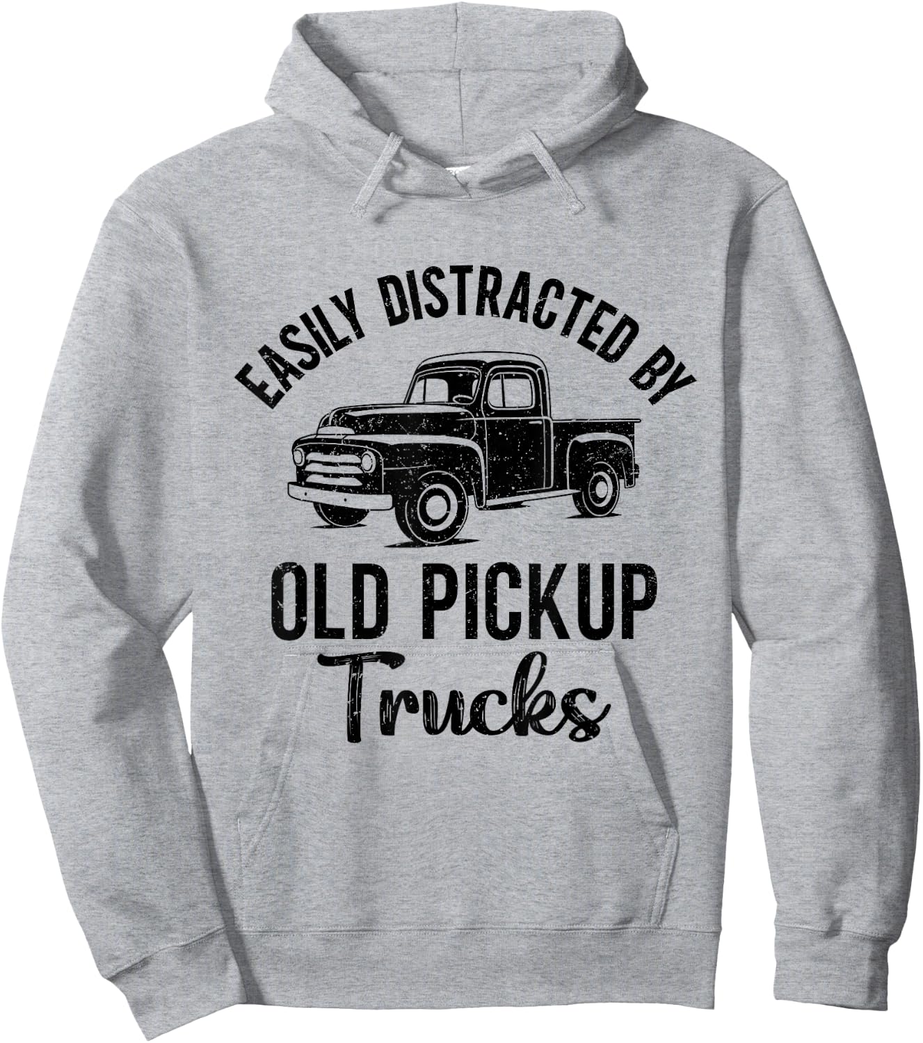 Easily Distracted By Old Pickup Trucks Hoodie - Hoodie | Ash