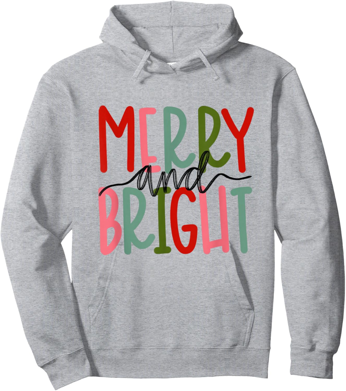 Merry and Bright Christmas Women Girls Kids Toddlers Cute Hoodie - Hoodie | Ash