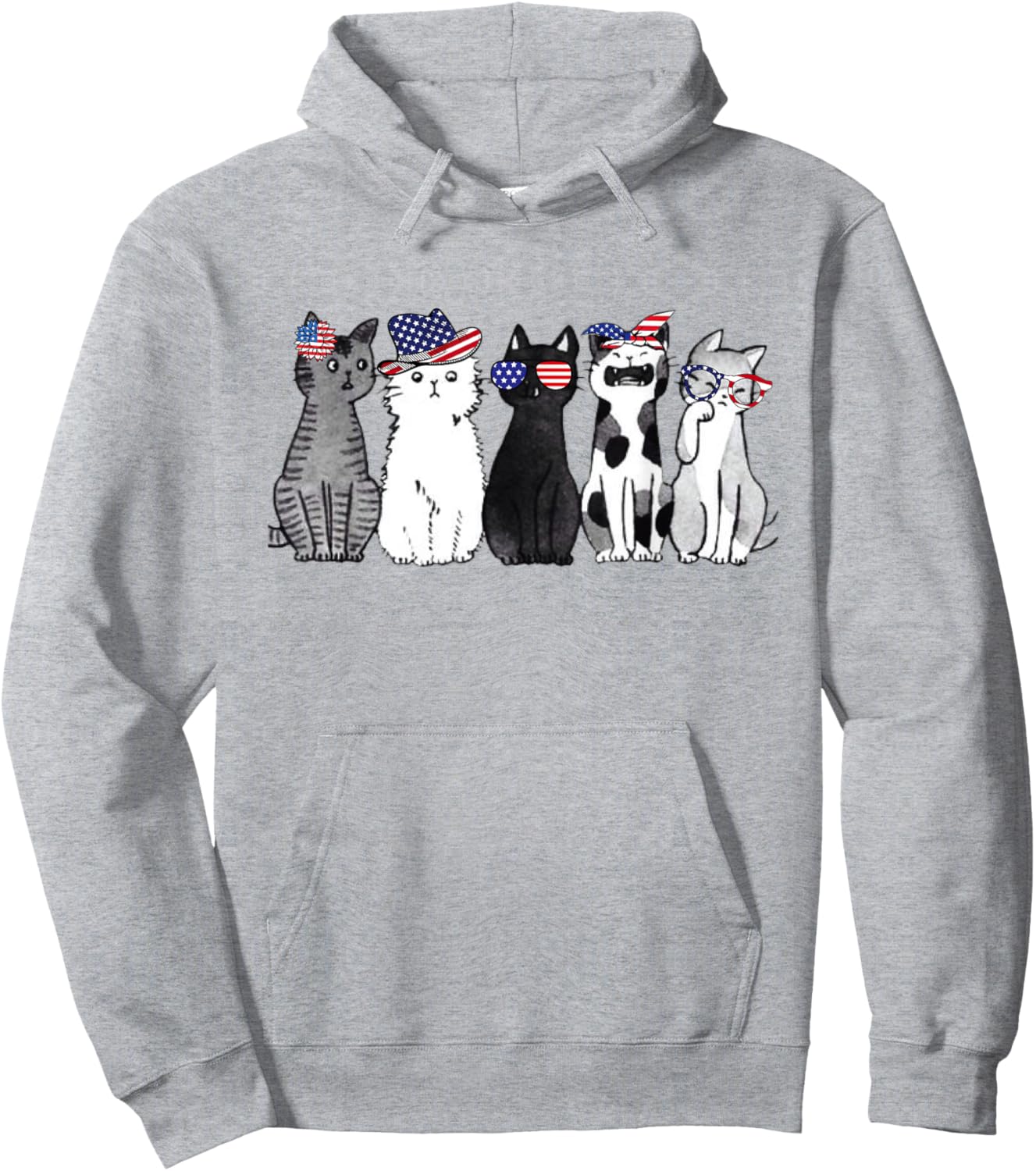 cat lover July 4th Forth of July funny cats American Flag Hoodie - Hoodie | Ash