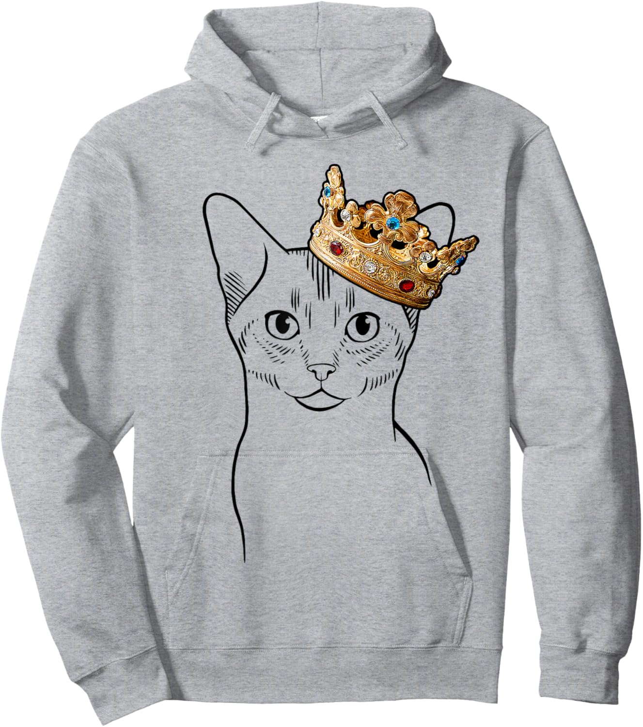 Abyssinian Cat Wearing Crown Women Girls Kids Hoodie - Hoodie | Ash