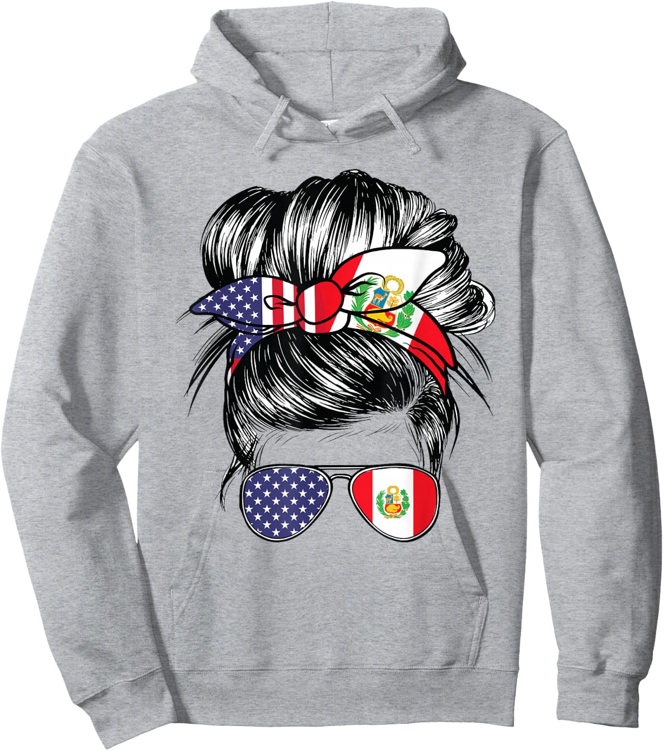 Peru Flag American Women Girl USA Heritage Peruvian Hoodie - Hoodie | Ash