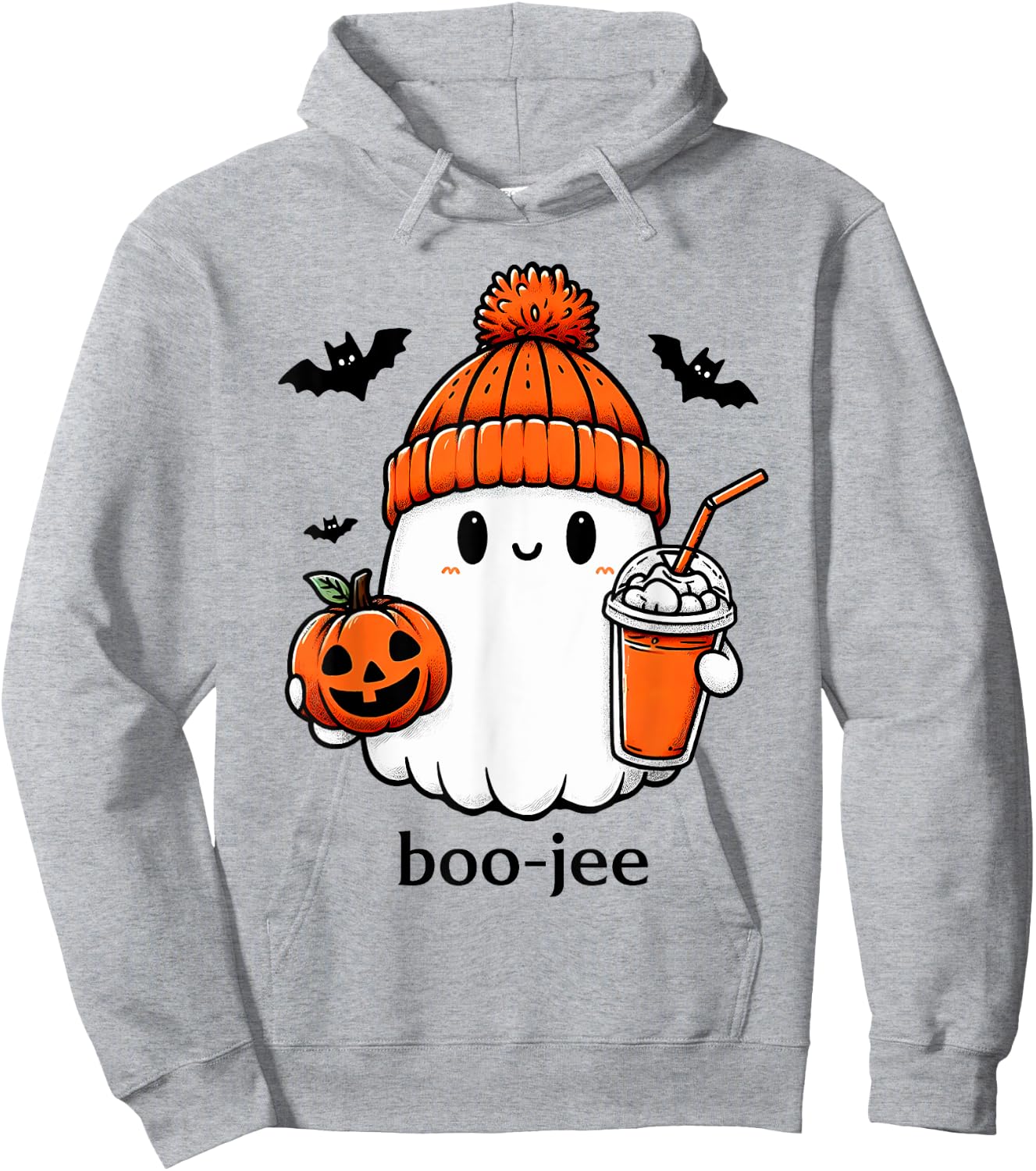 Cute Ghost Bougie Ghost Boo-Jee Halloween Hoodie - Hoodie | Ash