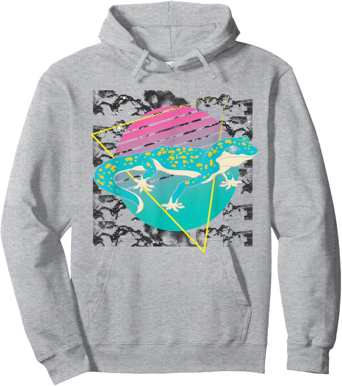 Lizard Animal Lover Reptile Vaporwave 90s Art Gecko Hoodie - Hoodie | Ash
