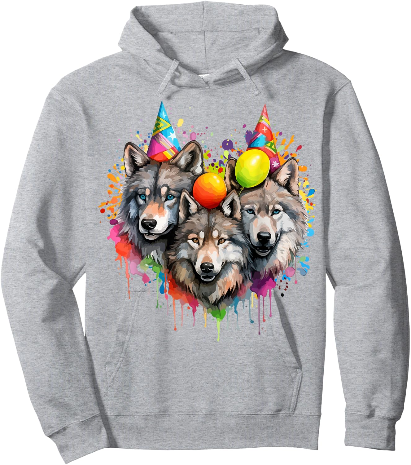 Wolf Birthday Pack Party Wolves Lover Balloon Wolf Themed Hoodie - Hoodie | Ash