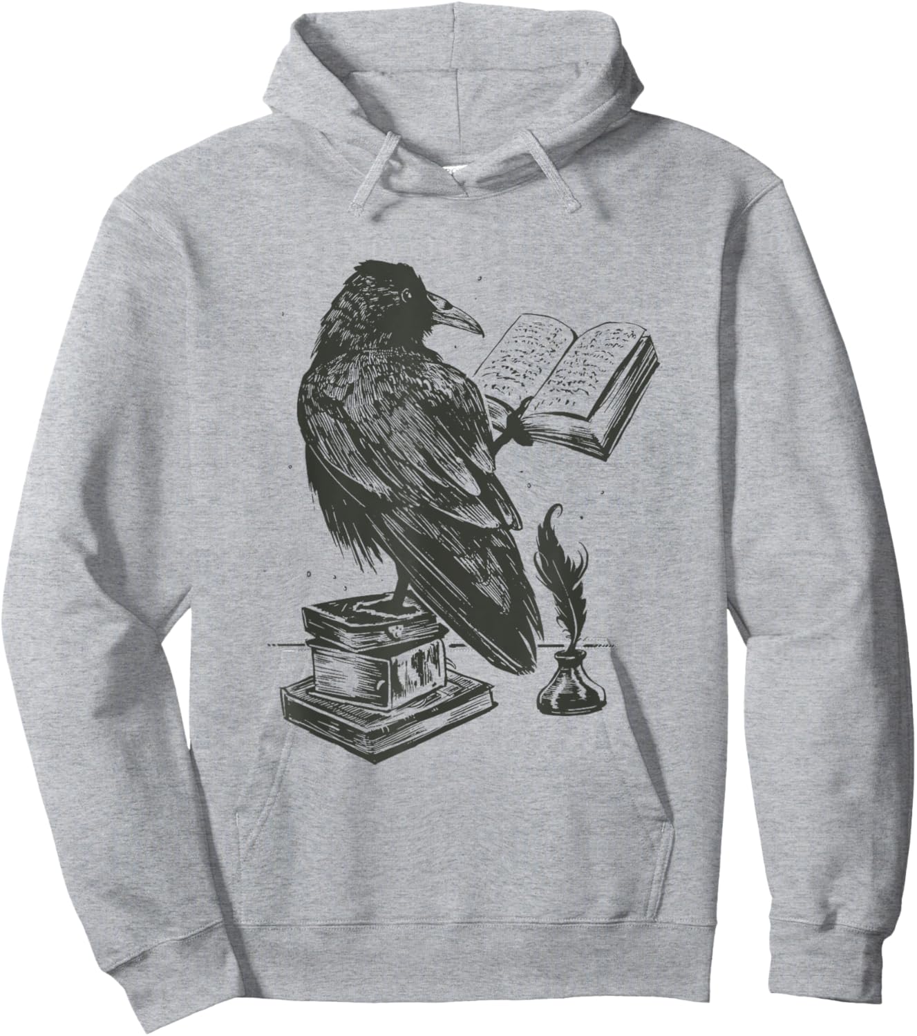 Black Bird Raven Book Lovers Men Women Graphic Hoodie - Hoodie | Ash