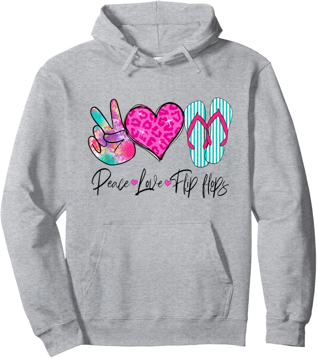 Peace Love Flip Flops Funny Hello Summer Vibes Beach Vacay Hoodie - Hoodie | Ash