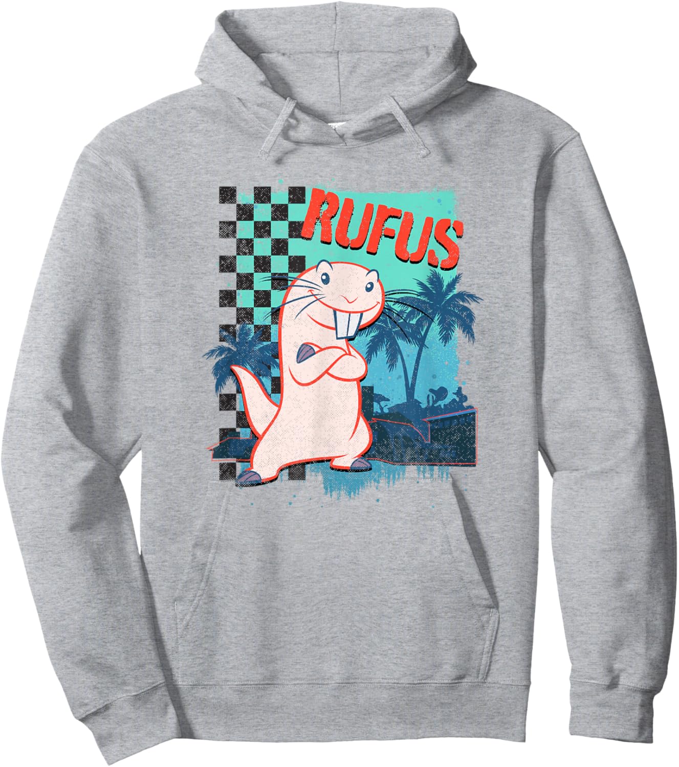 Disney Kim Possible Rufus Checkered Beach Poster Hoodie - Hoodie | Ash