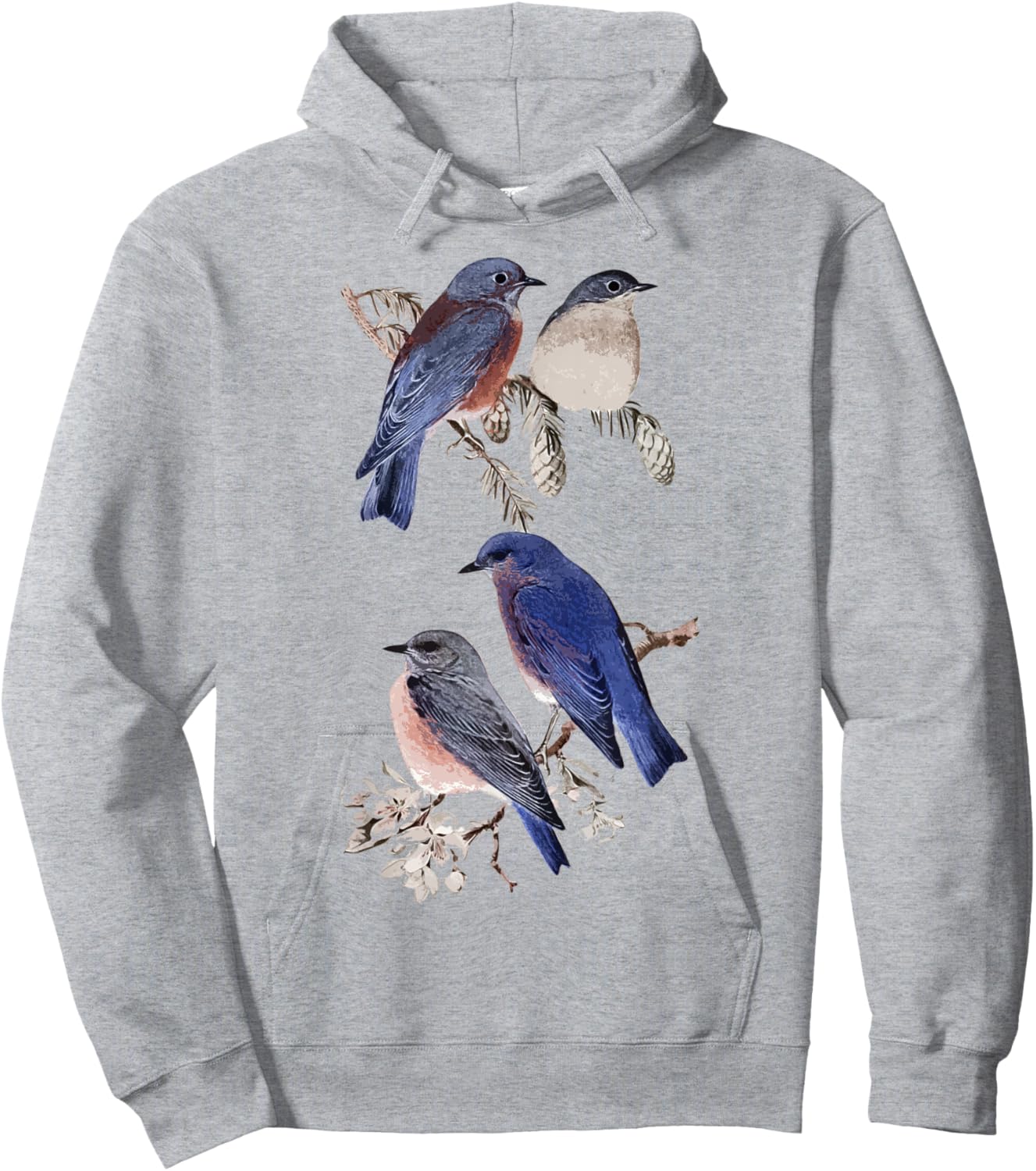 Patience Bluebird of Happiness Blue Bird Eastern Bluebird Hoodie - Hoodie | Ash