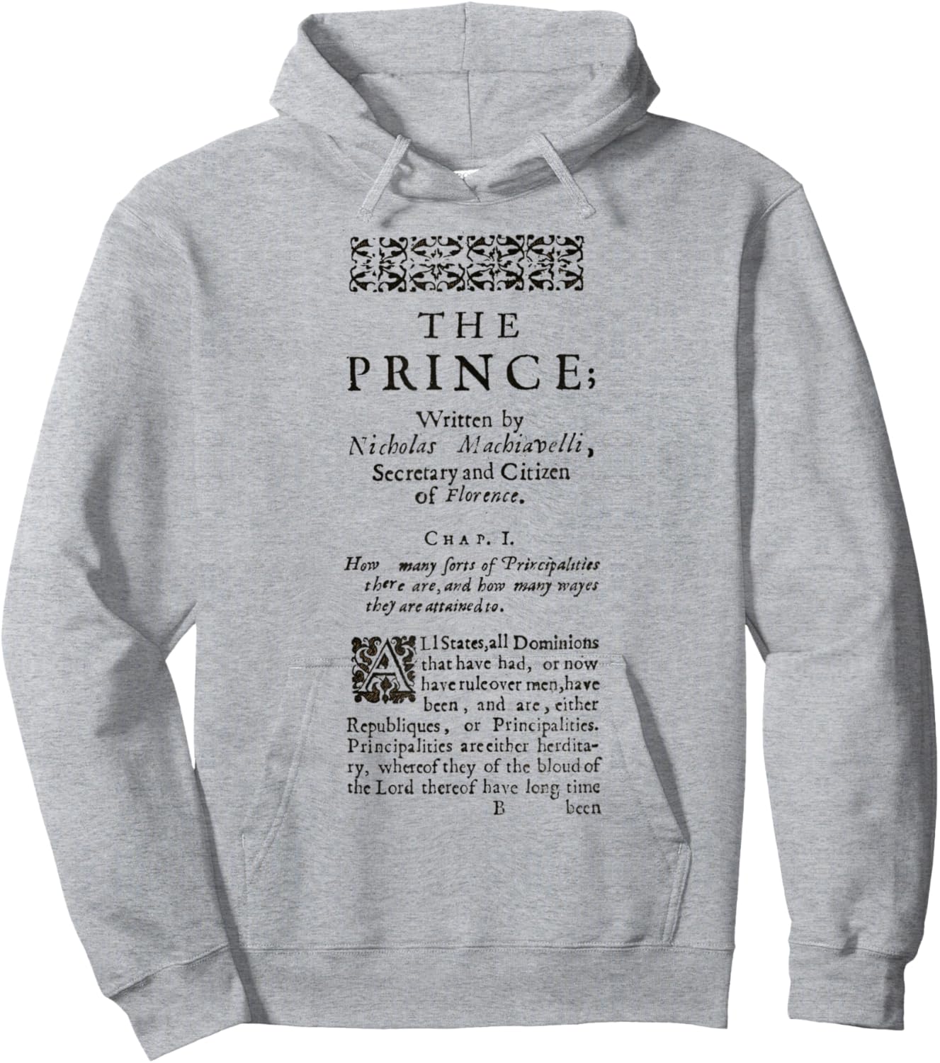 The Prince Niccolo Machiavelli First Page Hoodie - Hoodie | Ash