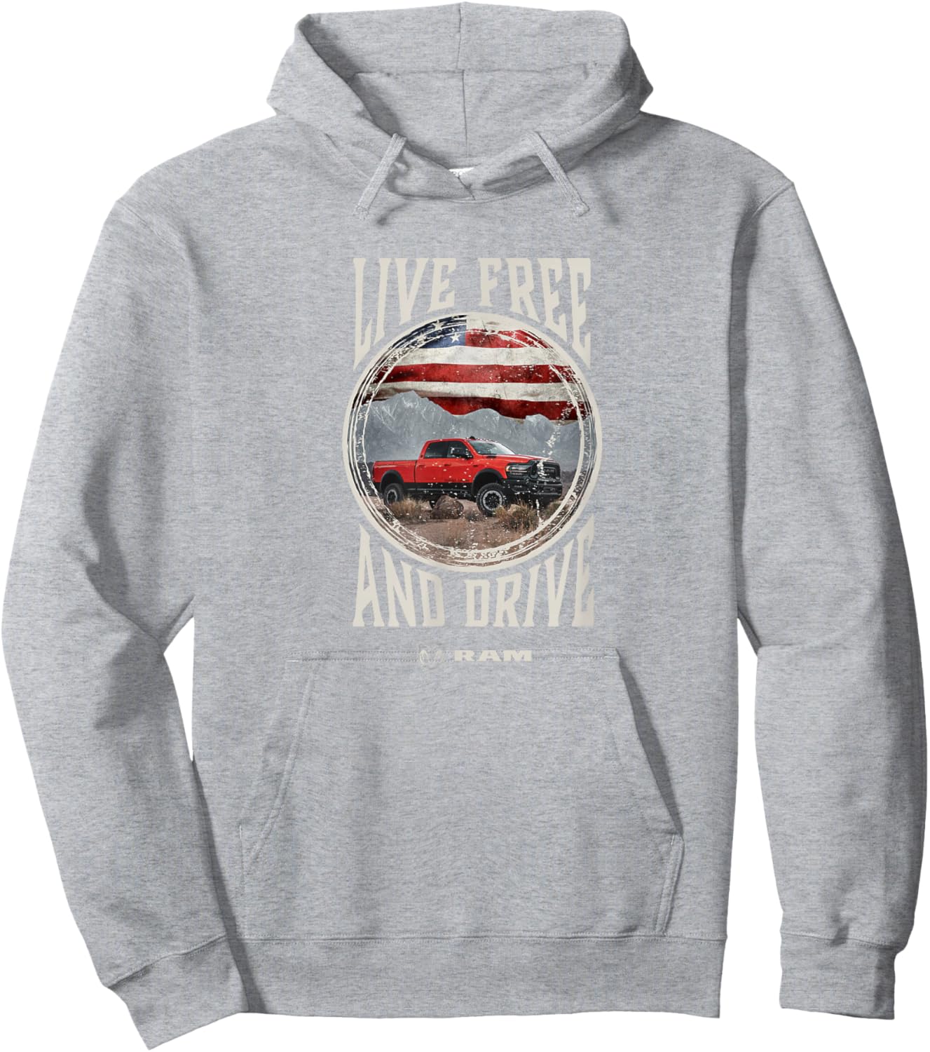 RAM Trucks Live Free and Drive Hoodie - Hoodie | Ash