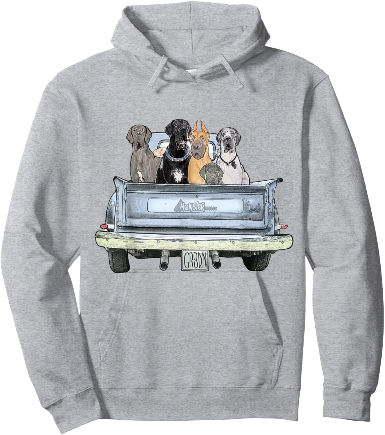 Great Danes in a Pickup Truck Top - Large Dog Dad Hoodie - Hoodie | Ash